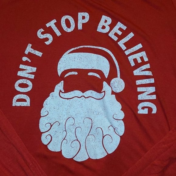 Don't Stop Believing Santa Holiday Lounge Shirt - Picture 3 of 7